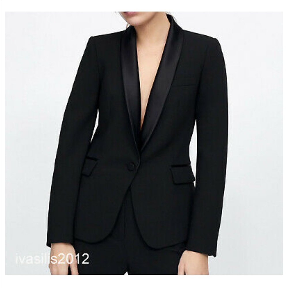 Zara black blazer w/ Satin trim